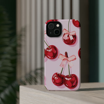 Cherry Ribbon Magnetic iPhone Caes - Durable, flexible, impact-resistant