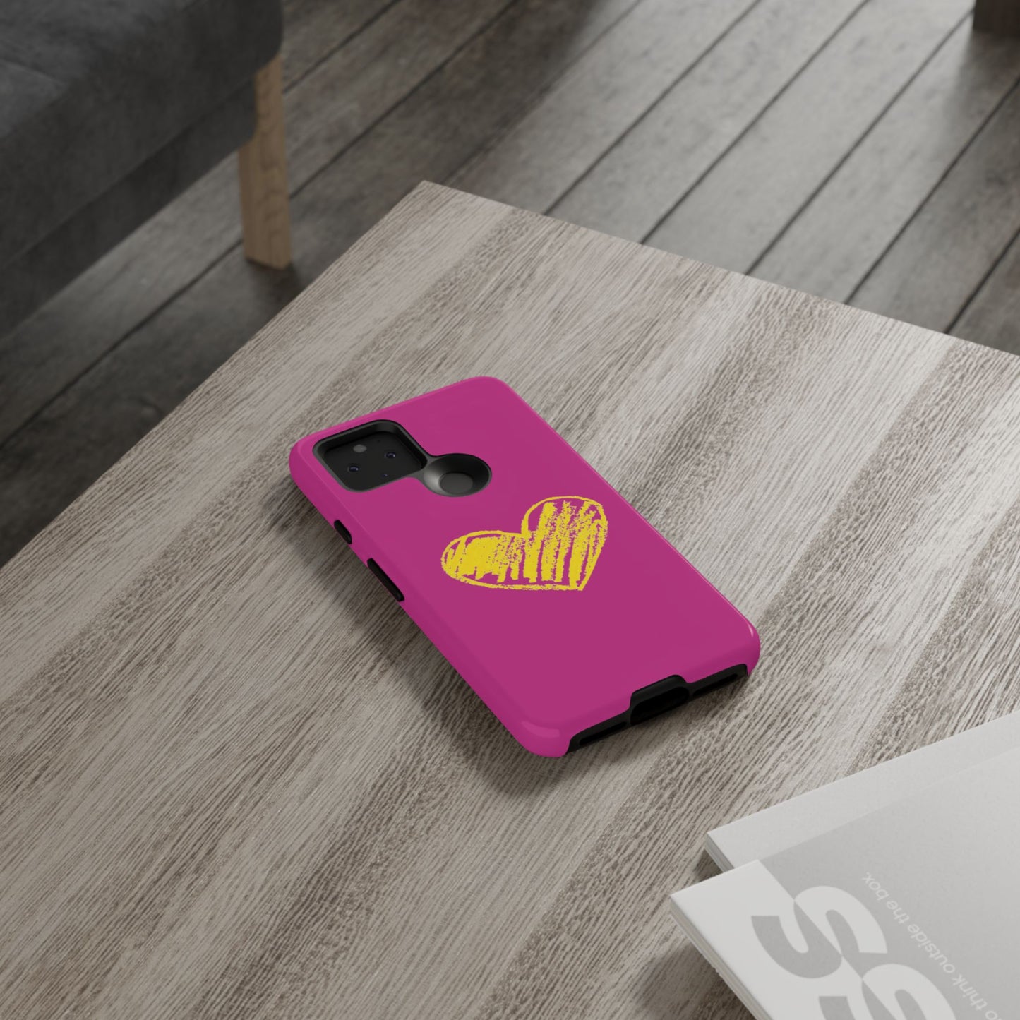 Yellow Heart, Pink Phone Case