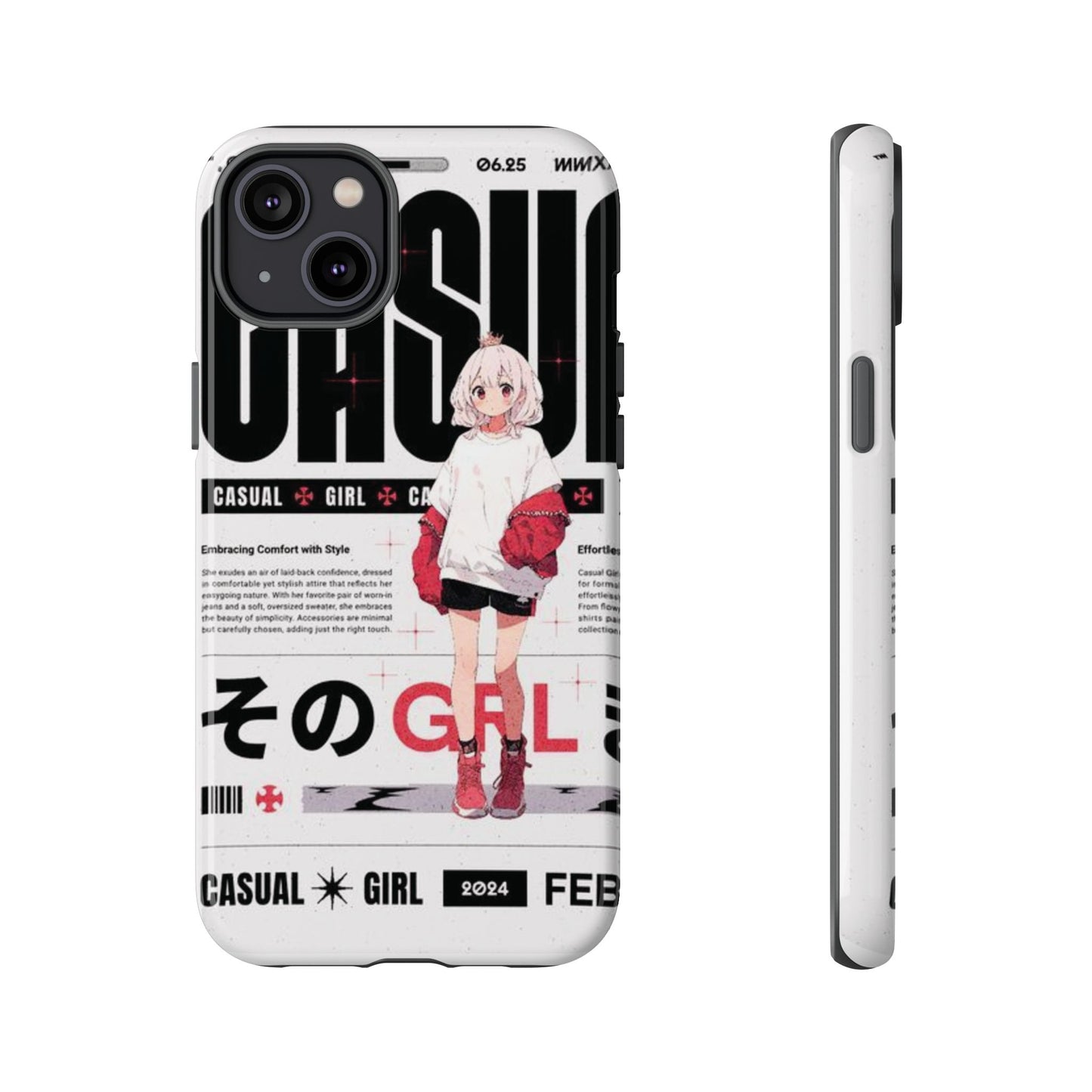 "Casual Girl" Anime Phone Cases for iPhone, Samsung Galaxy, and Google Pixel, Pick your size