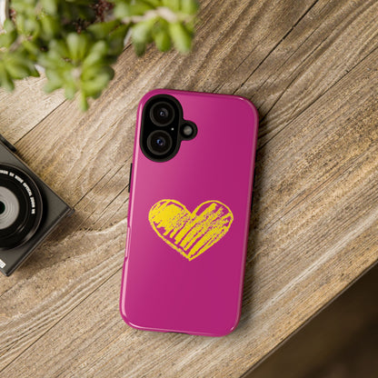 Yellow Heart, Pink Phone Case