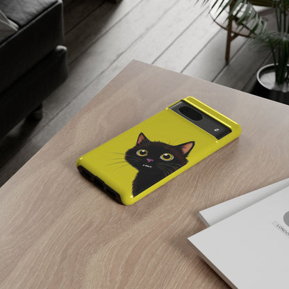 'Cute Cat' Yellow Phone Case