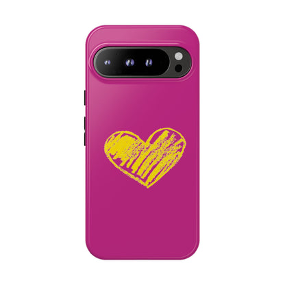 Yellow Heart, Pink Phone Case