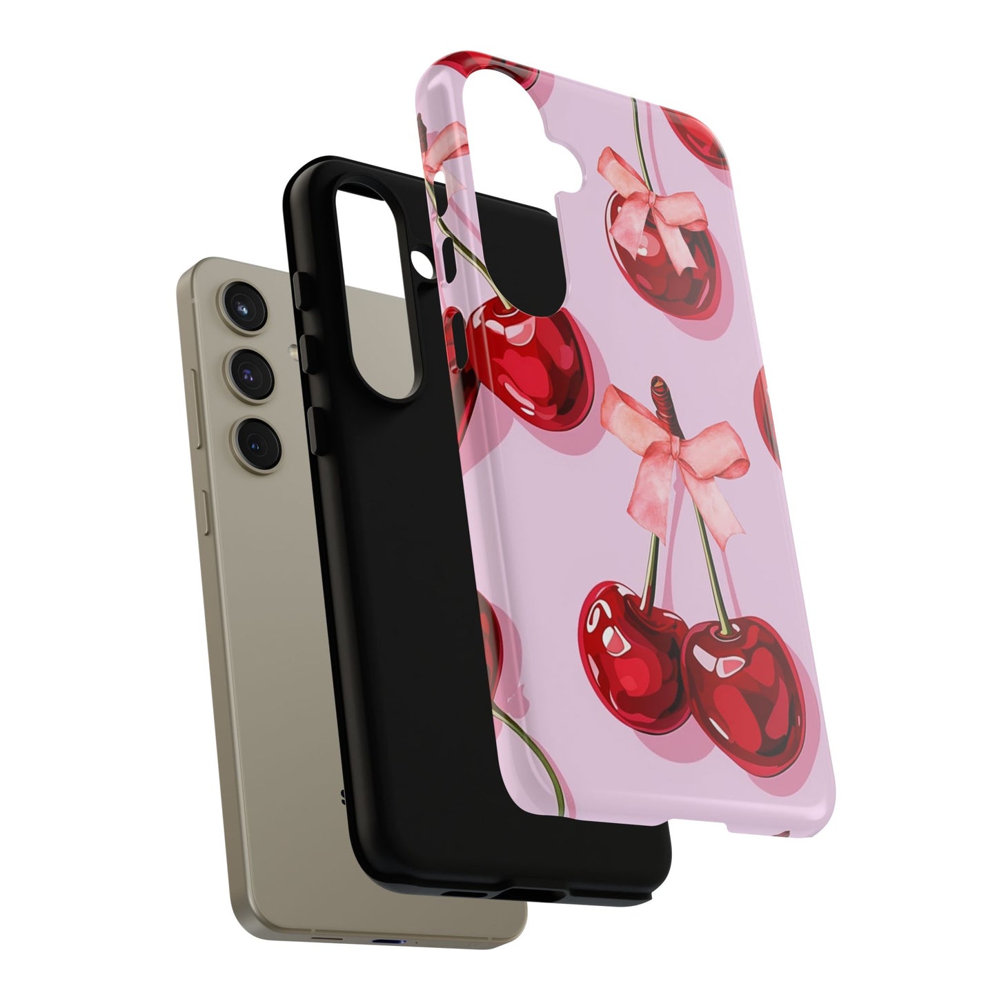 Cherry Ribbon Phone Cases for iPhone, Samsung Galaxy, and Google Pixel