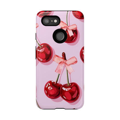 Cherry Ribbon Phone Cases for iPhone, Samsung Galaxy, and Google Pixel