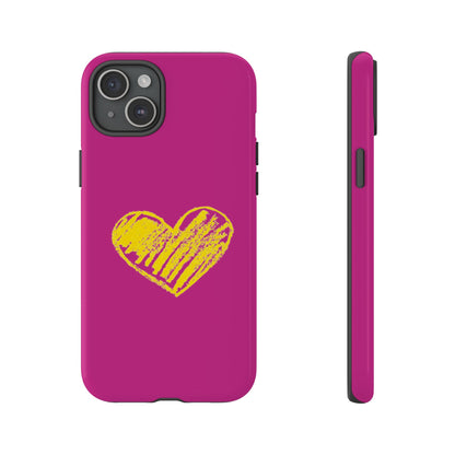 Yellow Heart, Pink Phone Case