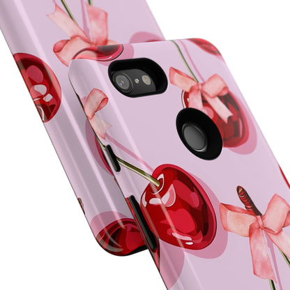 Cherry Ribbon Phone Cases for iPhone, Samsung Galaxy, and Google Pixel