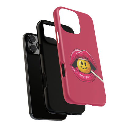 Lips & A Smiley Face Lollipop Phone Case