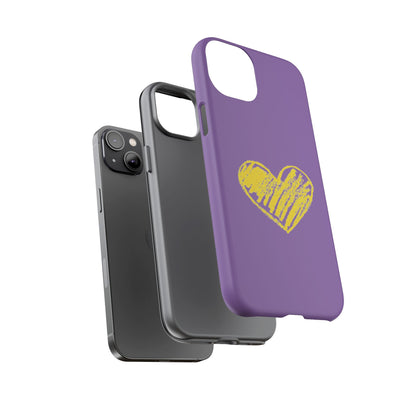 Yellow Heart, Purple Phone Case