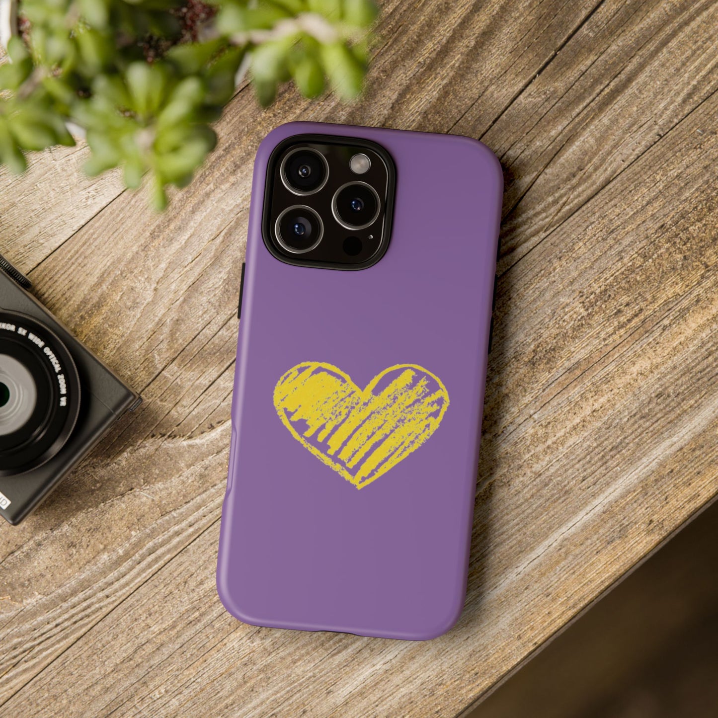 Yellow Heart, Purple Phone Case