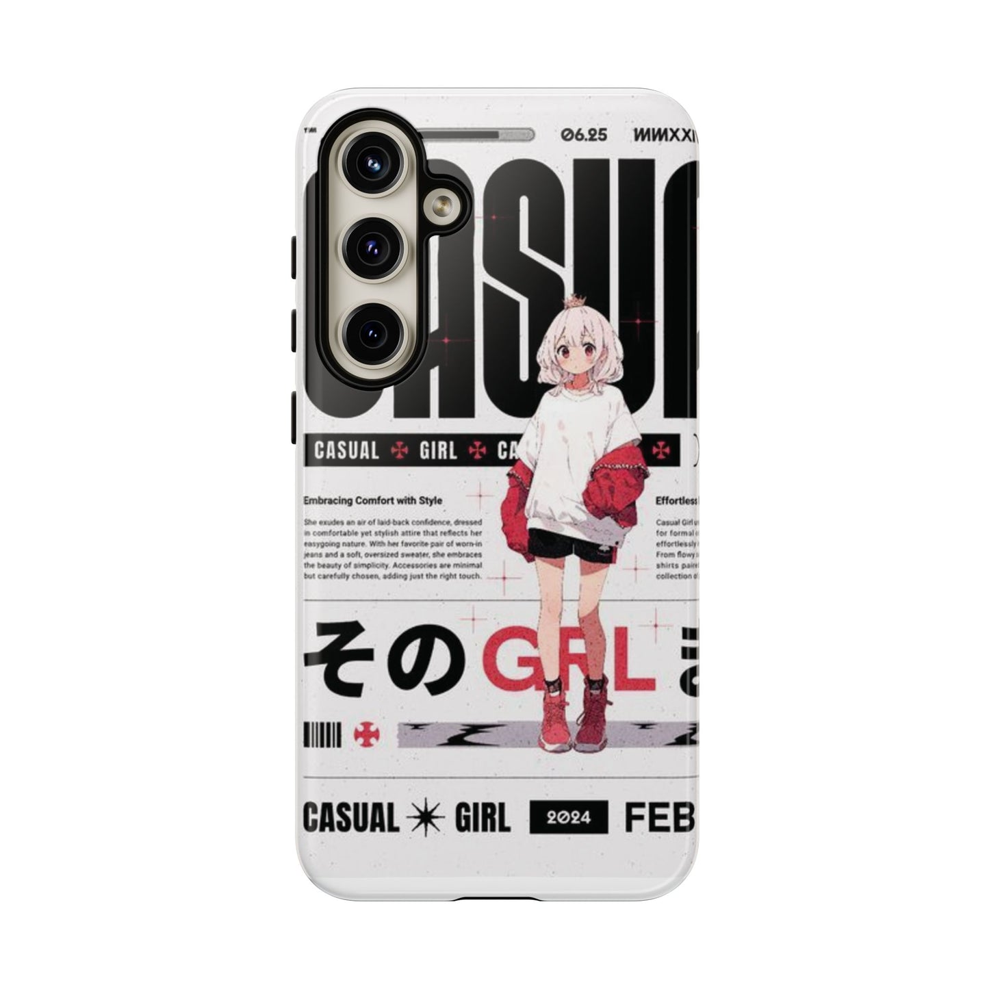 "Casual Girl" Anime Phone Cases for iPhone, Samsung Galaxy, and Google Pixel, Pick your size