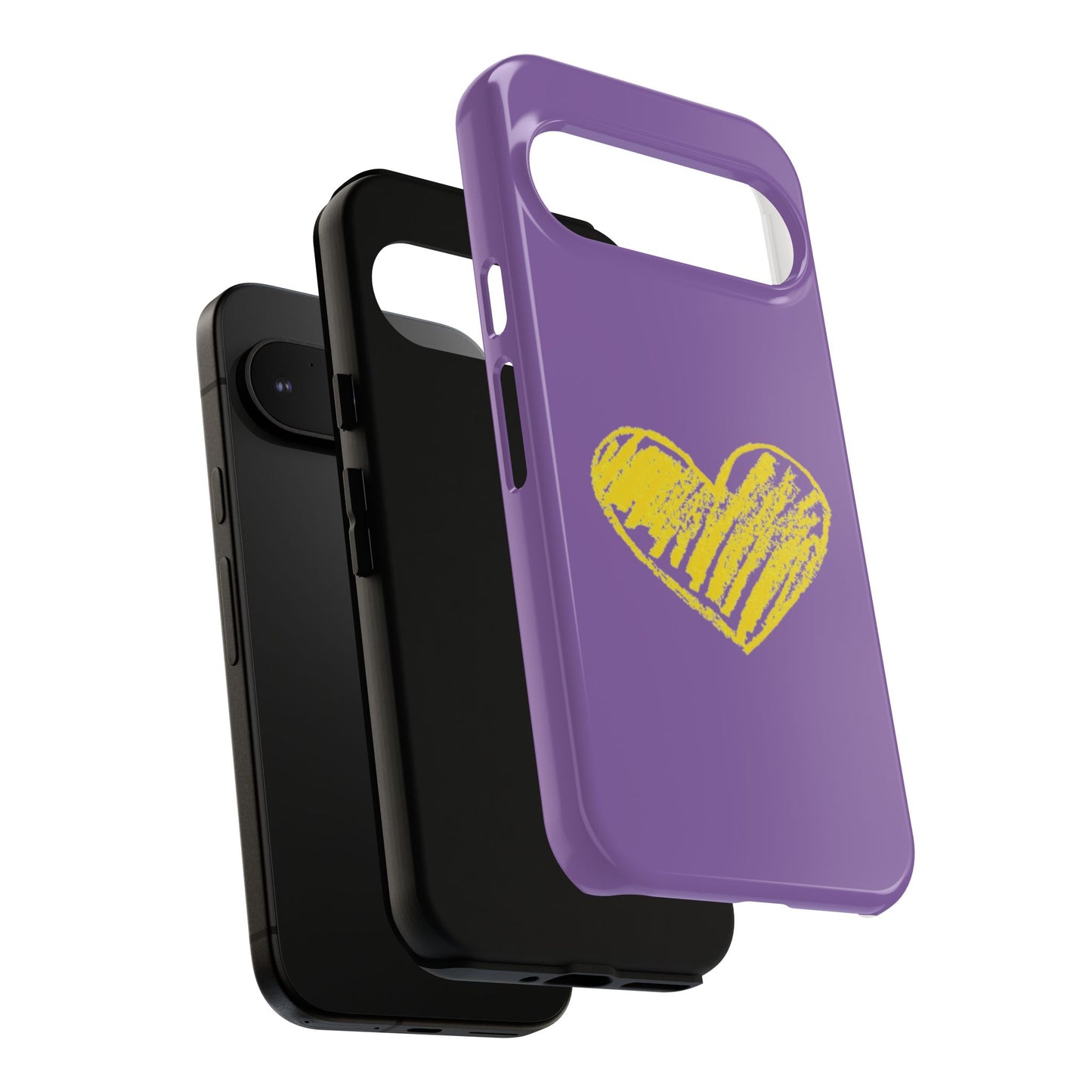 Yellow Heart, Purple Phone Case