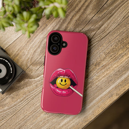 Lips & A Smiley Face Lollipop Phone Case