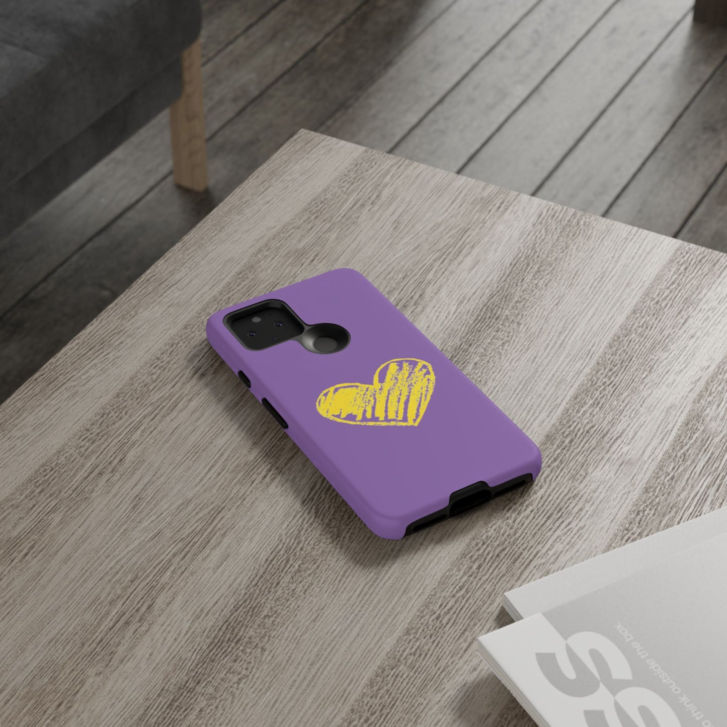 Yellow Heart, Purple Phone Case