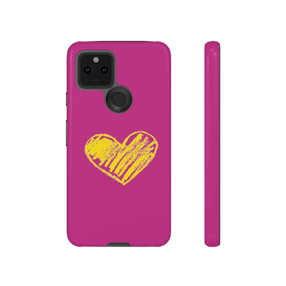 Yellow Heart, Pink Phone Case