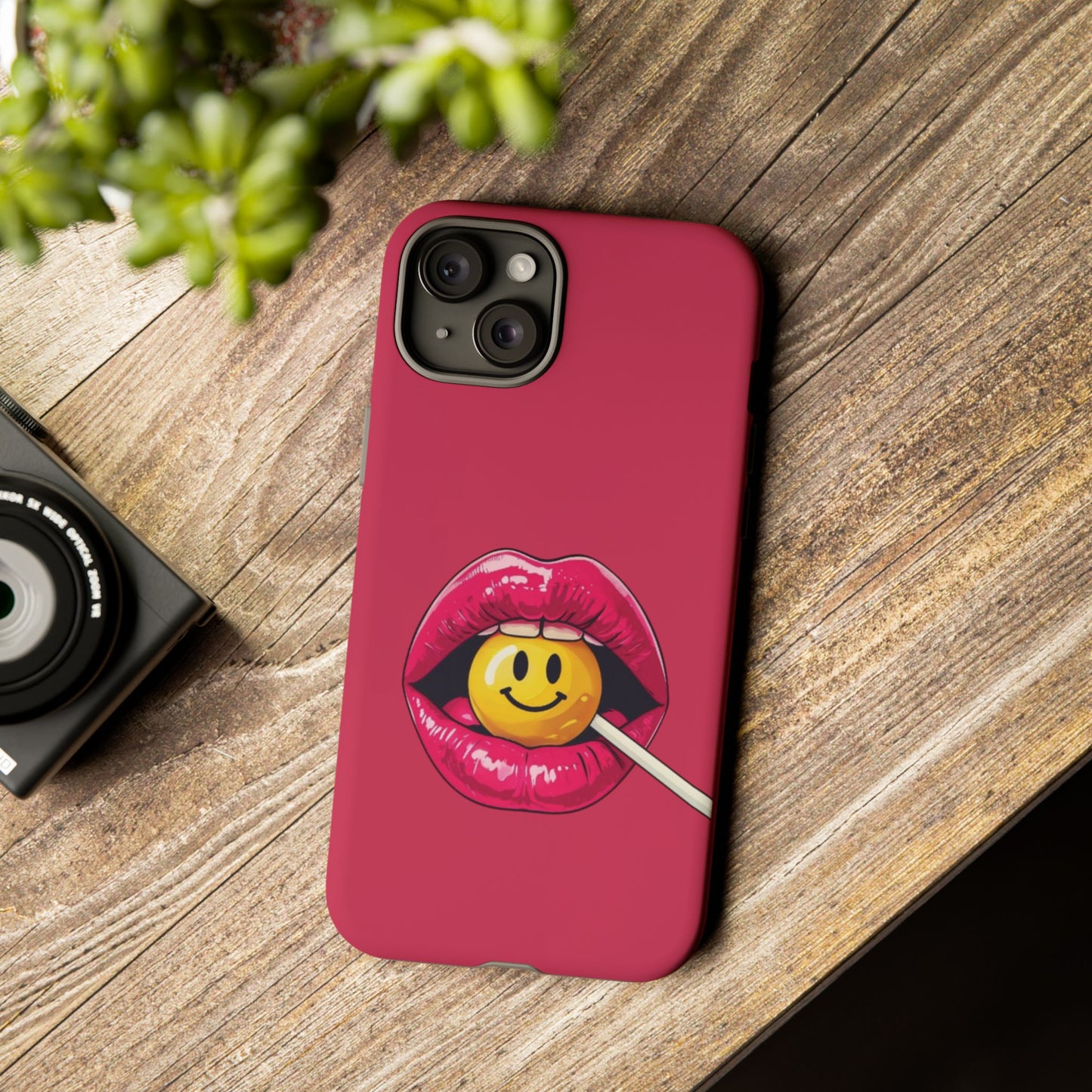 Lips & A Smiley Face Lollipop Phone Case