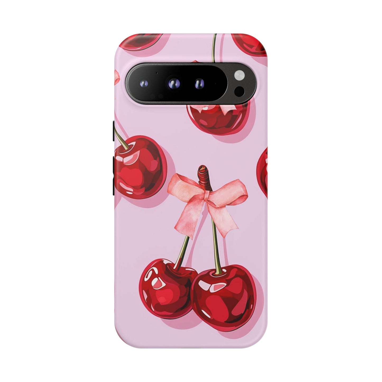 Cherry Ribbon Phone Cases for iPhone, Samsung Galaxy, and Google Pixel