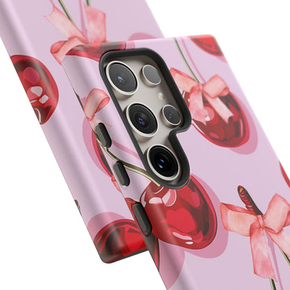 Cherry Ribbon Phone Cases for iPhone, Samsung Galaxy, and Google Pixel