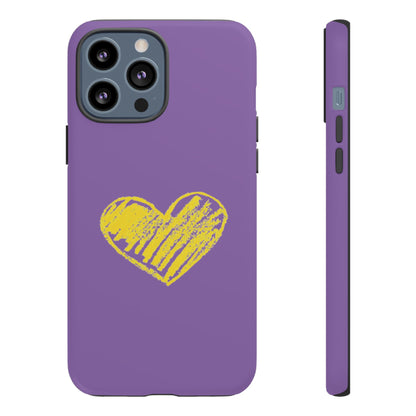 Yellow Heart, Purple Phone Case