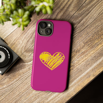 Yellow Heart, Pink Phone Case