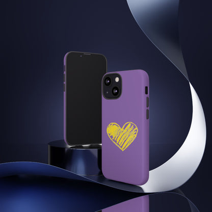 Yellow Heart, Purple Phone Case